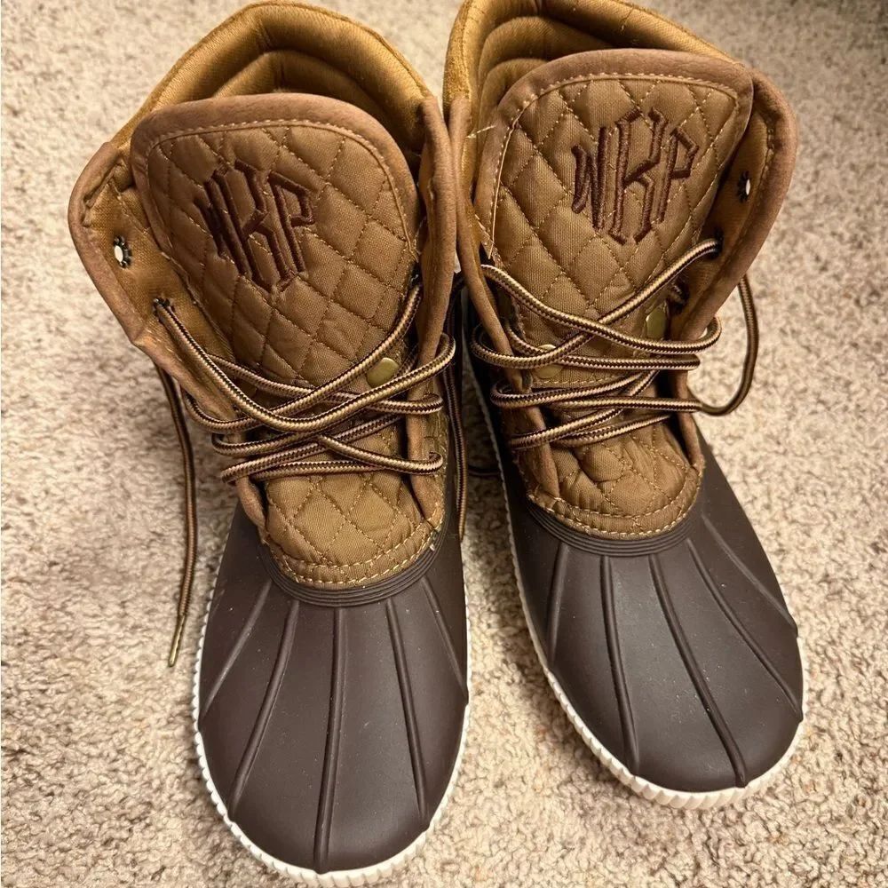 New Monogrammed Duck Boots Women's Boots size 9